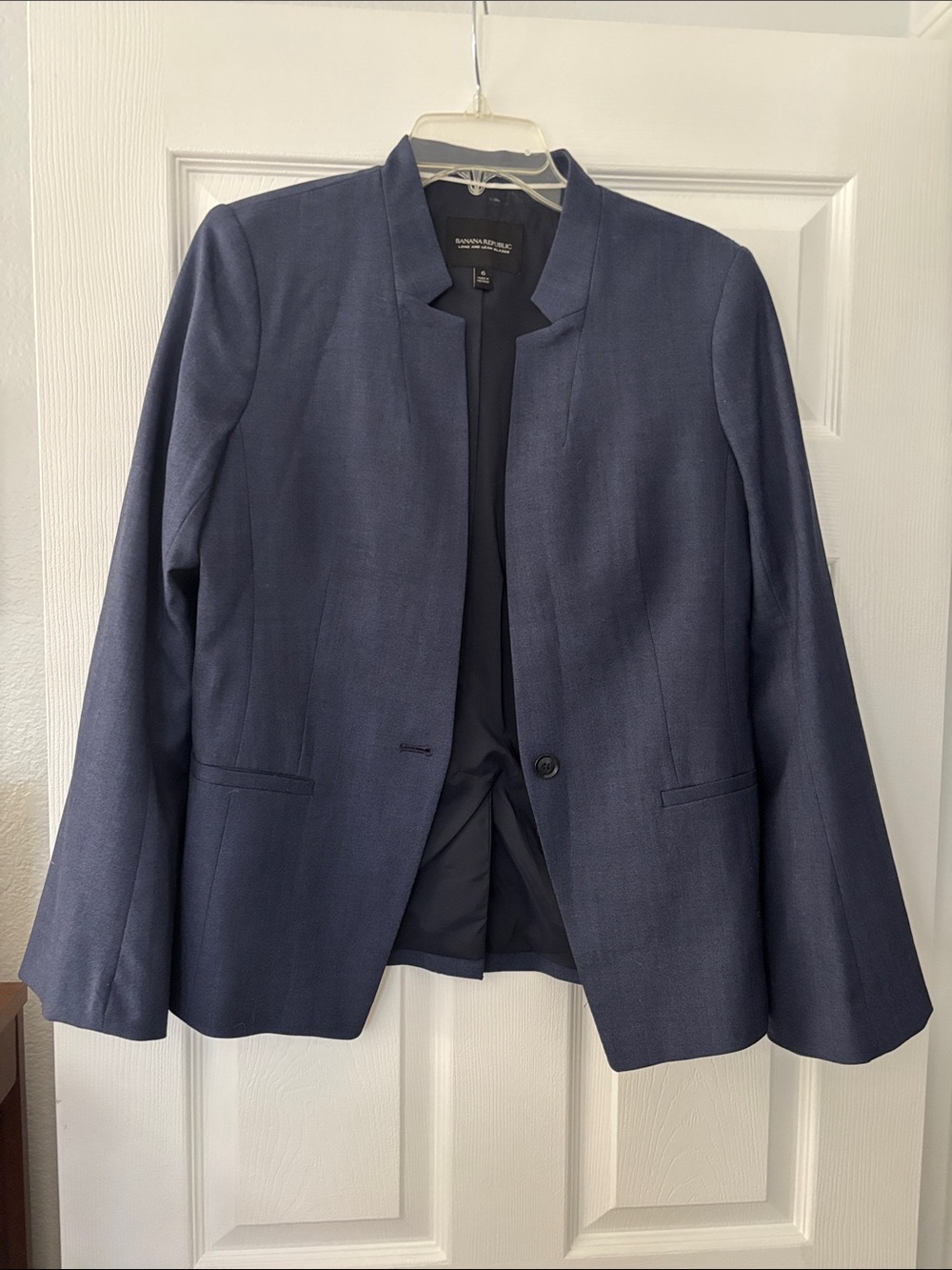 Banana Republic Navy Women's Collarless Blazer